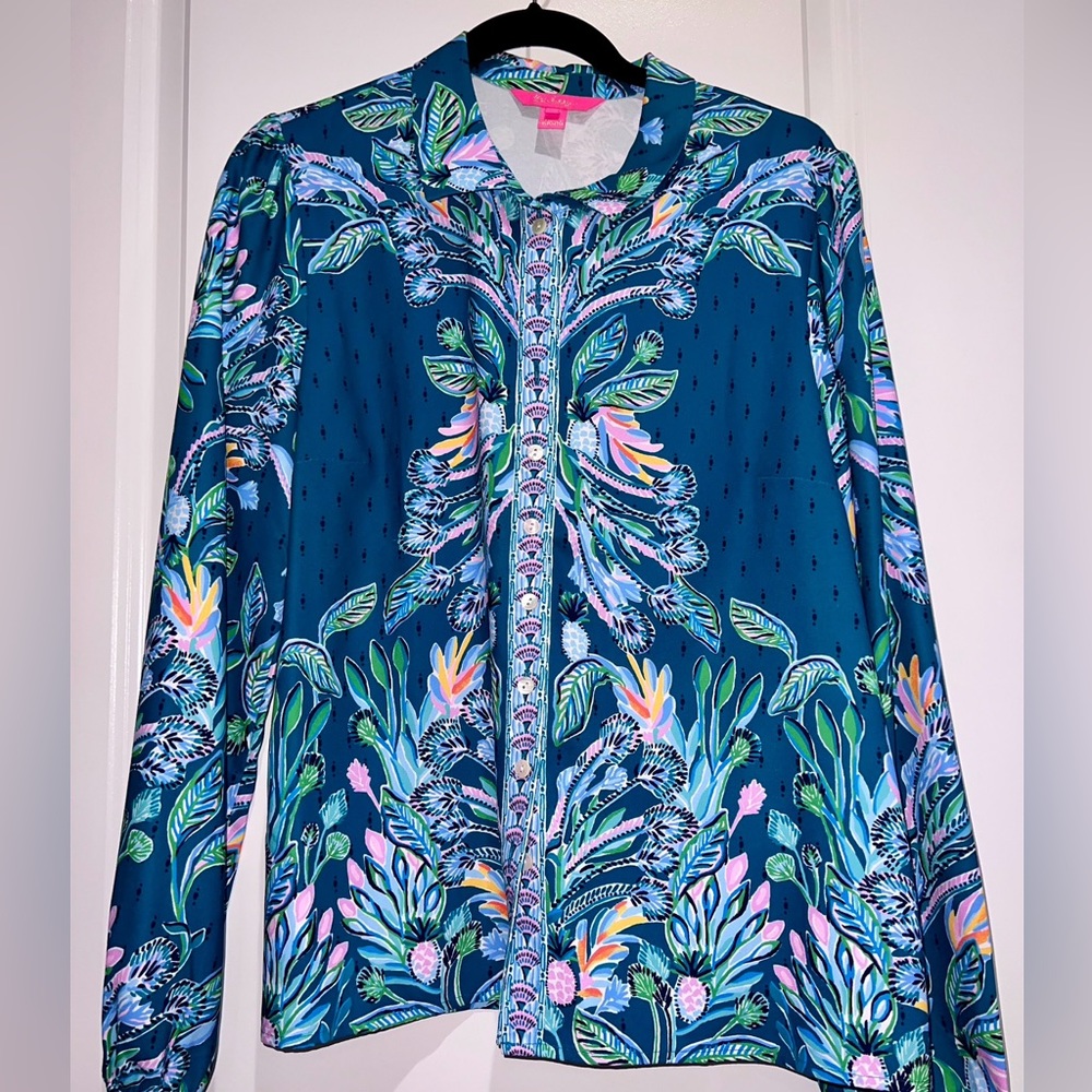 Lilly Pulitzer Tavia Top - Valencia Teal Rain Forest